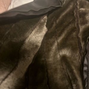 faux brown leather, and fur women's jacket .